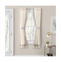 Ellis Curtain Richmark Tailored Rod Pocket Design Curtain Panel Pair for Windows with Ties 70" x 63" Natural