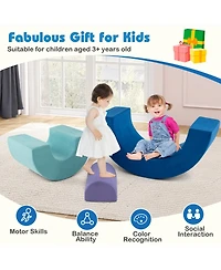 Hongge Kids Rainbow Foam Climber Set Soft Play Equipment With Washable Suede Covers