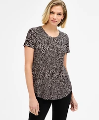 Jm Collection Women's Printed Scoop-Neck Short Sleeve Top, Macy's Exclusive