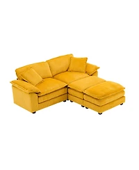 Streamdale Furniture + 2-Seat + Corduroy + With Pillows & Ottomans + Sofa