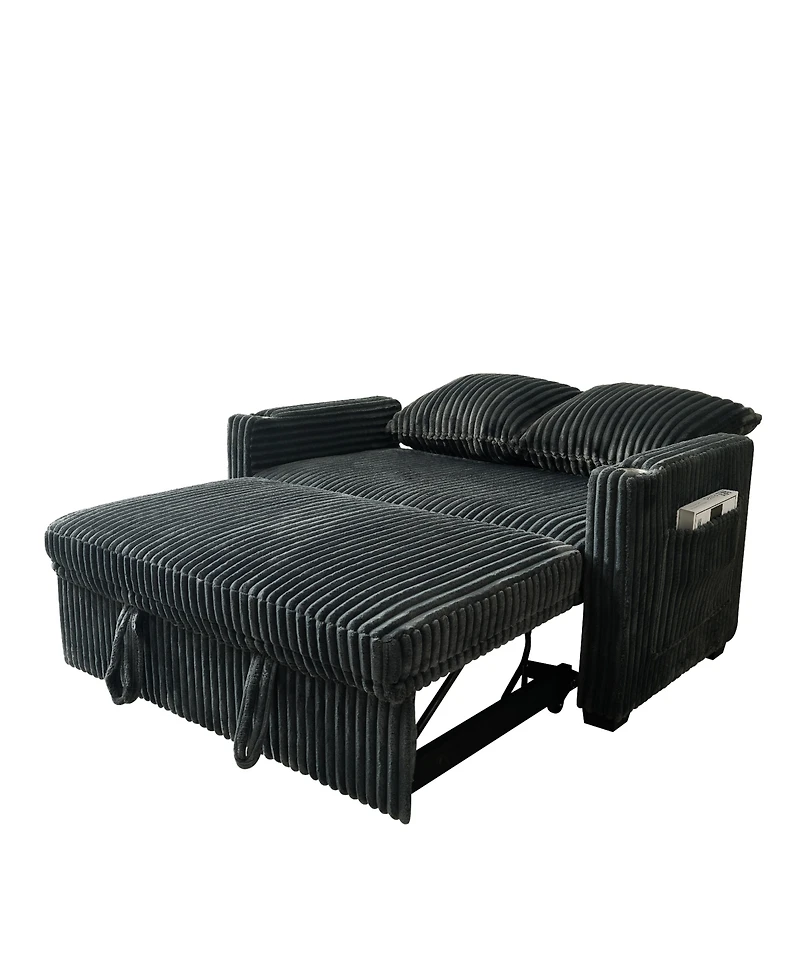 Streamdale Furniture 53" Corduroy Sleeper Sofa Recliner w/ Usb - Living Room/Office