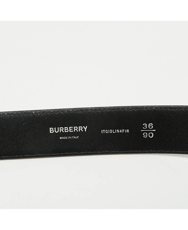 Pre-Owned Burberry Men's Black Coated Canvas And Leather Tb Logo Plague Belt