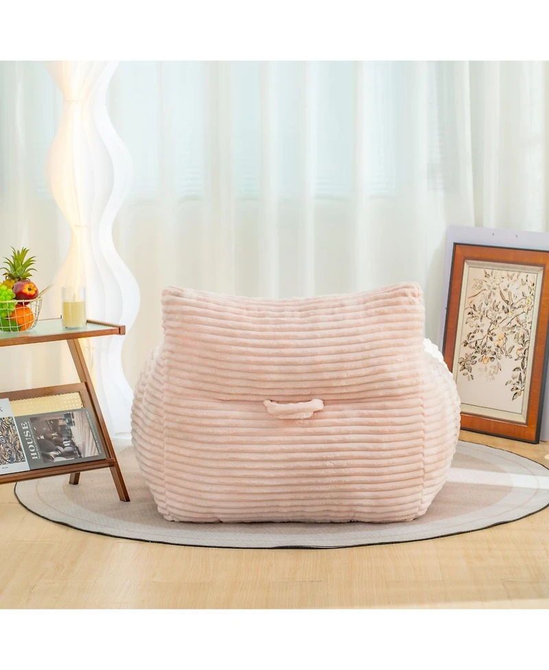 Streamdale Furniture Cozy Bean Bag Lounge Chair with Armrests (Beige)