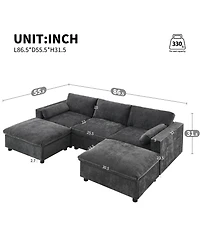 Streamdale Furniture Chenille Modular Sectional Sofa with Ottoman