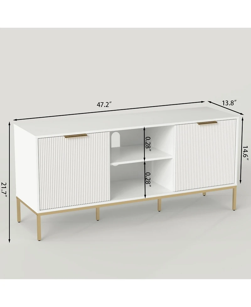 Streamdale Furniture Wave-Door Tv Stand with Open & Adjustable Shelves