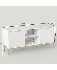 Streamdale Furniture Wave-Door Tv Stand with Open & Adjustable Shelves