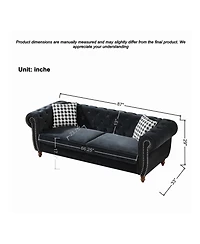 Streamdale Furniture Chesterfield Velvet Sofa Set, Roll Arm, Nailhead Trim, Modern Couch