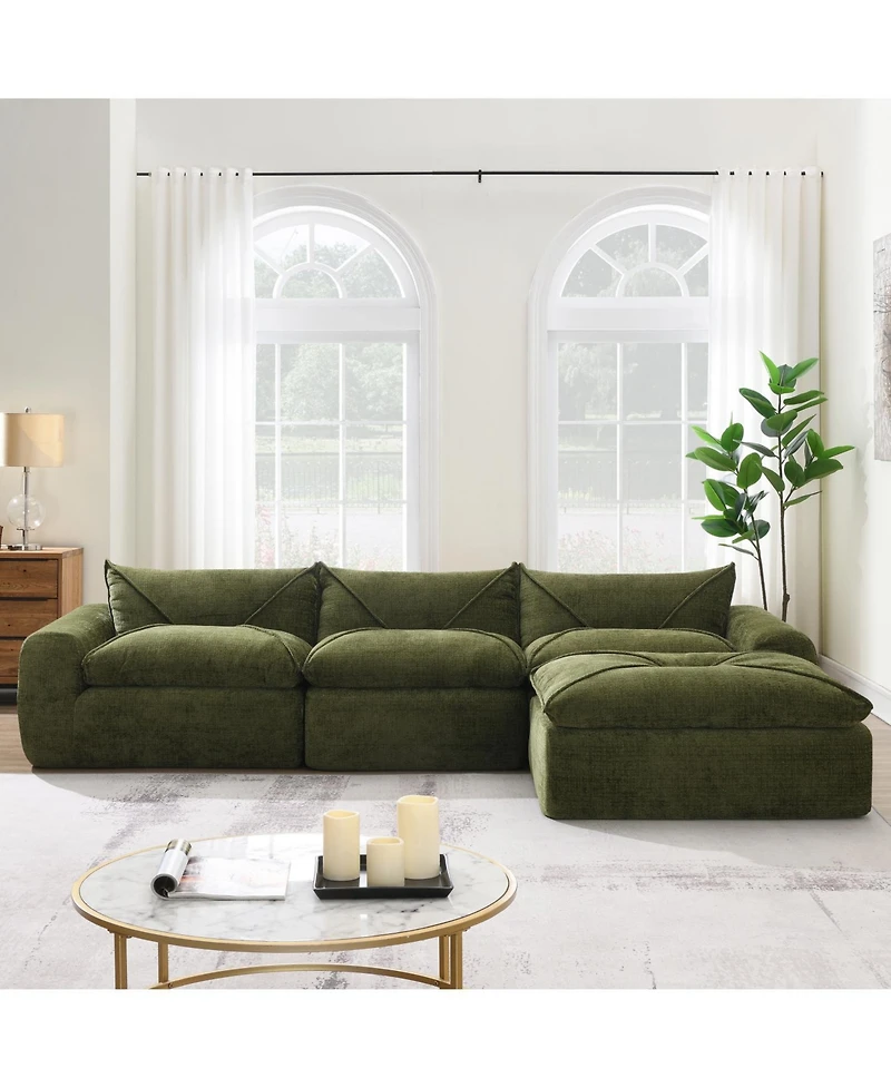 Streamdale Furniture 116" Fully Compressed Sofa, High Density Foam, No Assembly, Chenille
