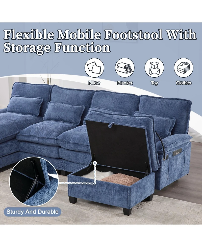 Streamdale Furniture 106" U-Shape Sectional Sofa Cloud Couch, Chenille