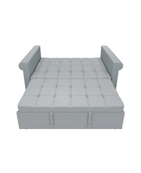 Streamdale Velvet Loveseat Sofa Bed - Gray Pull-Out Sleeper Couch