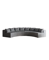 Streamdale Furniture Corduroy Curved Sectional Sofa with 8 Pillows (4 Modules)