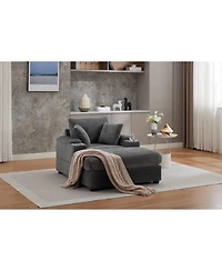 Streamdale Furniture Streamdale Corduroy Chaise Lounge Sofa w/ Ottoman