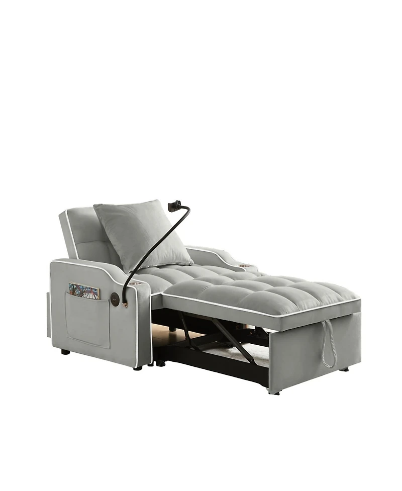 Streamdale Furniture + 3-in-1 + Fabric (Grey) + Convertible Sleeper + Sofa Bed