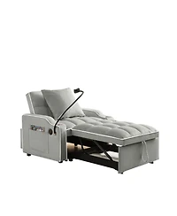 Streamdale Furniture + 3-in-1 + Fabric (Grey) + Convertible Sleeper + Sofa Bed