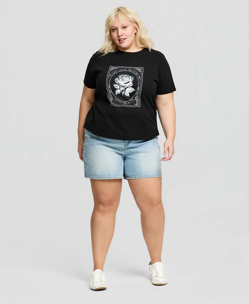 And Now This Trendy Plus Size Graphic Print Cotton T-Shirt, Macy's Exclusive