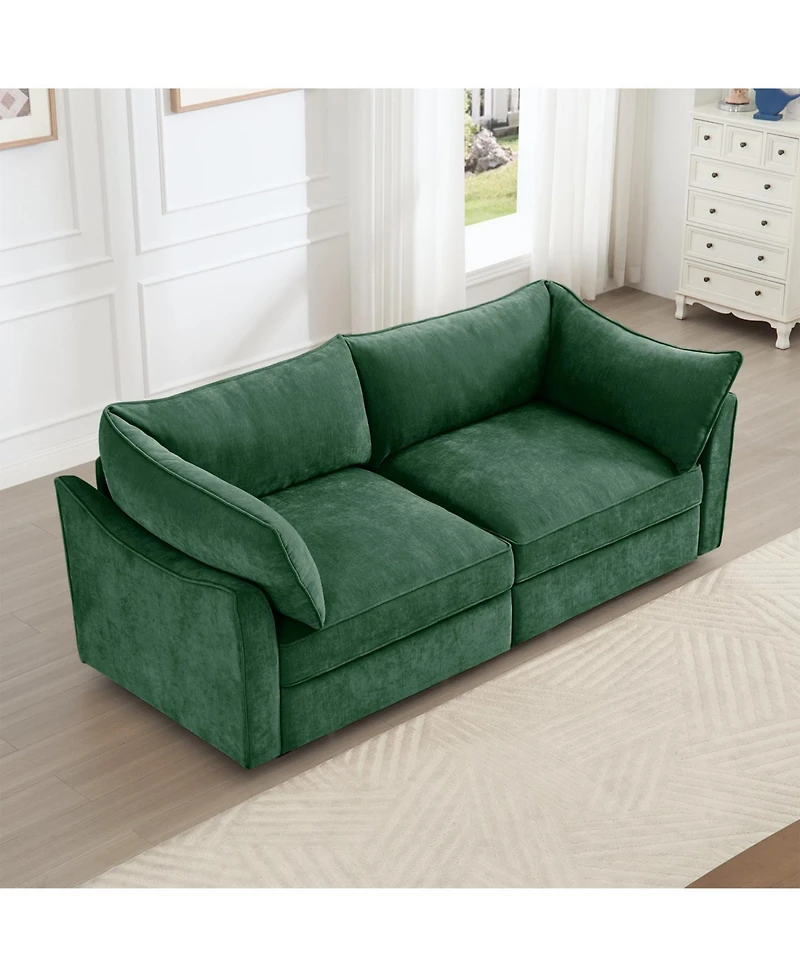 Streamdale Furniture Green Chenille 2-Seater Sofa with Pull-Out Storage