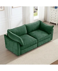 Streamdale Furniture Green Chenille 2-Seater Sofa with Pull-Out Storage