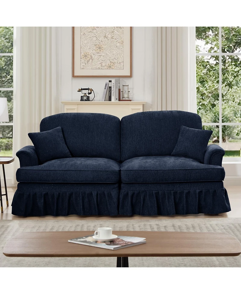 Streamdale Furniture Blue Chenille Mid-Century Two-Seater Sofa