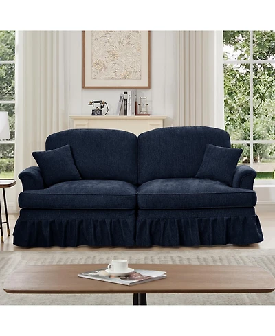 Streamdale Furniture Blue Chenille Mid-Century Two-Seater Sofa