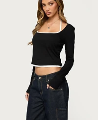 Edikted Women's Ksenia Contrast Layered Square Neck Top