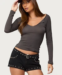 Edikted Women's Alefa Scoop Neck Long Sleeve Top