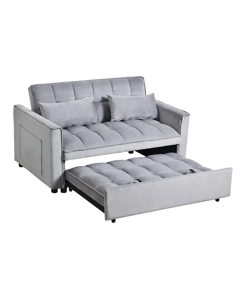 3-in-1 Pull-Out Sleeper Sofa Bed, Convertible Velvet Loveseat with Adjustable Backrest-Maison Boucle