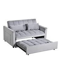 3-in-1 Pull-Out Sleeper Sofa Bed, Convertible Velvet Loveseat with Adjustable Backrest-Maison Boucle