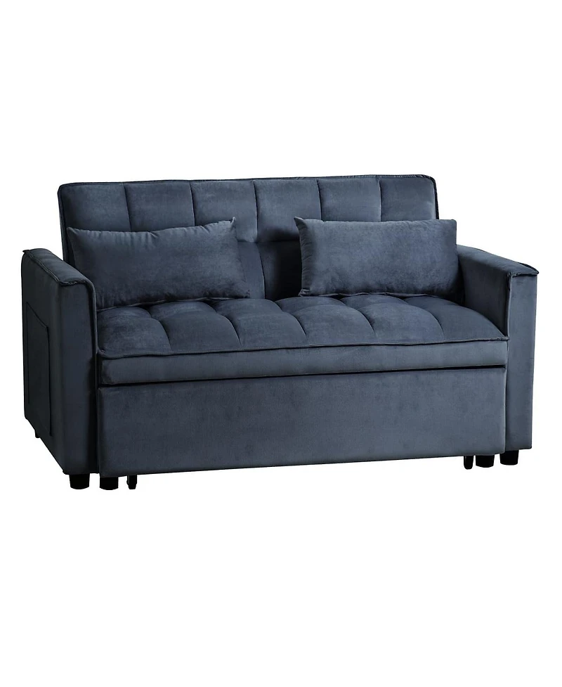 3-in-1 Pull-Out Sleeper Sofa Bed, Convertible Velvet Loveseat with Adjustable Backrest-Maison Boucle