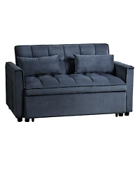 3-in-1 Pull-Out Sleeper Sofa Bed, Convertible Velvet Loveseat with Adjustable Backrest-Maison Boucle