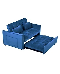 3-in-1 Pull-Out Sleeper Sofa Bed, Convertible Velvet Loveseat with Adjustable Backrest-Maison Boucle