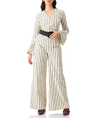 Ivonne Women's Striped V-Neck Oversized Shirt