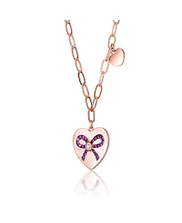 GiGiGirl Sterling Silver with 18K Rose Gold Plated Heart Paper Clip Chains Necklace