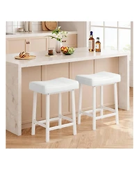gaomon 2-Piece Counter Height Bar Stool Set with Bonded Leather Upholstery for Kitchen Island or Dining Room