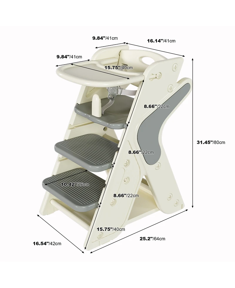 Streamdale Furniture Adjustable Highchair & Toddler Tower with 5-Point Harness