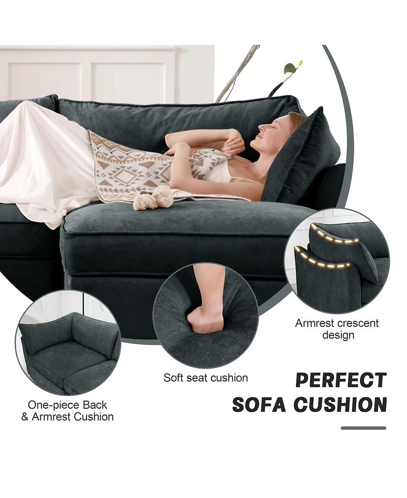 Streamdale Furniture 2-Seater Sofa w/ Footrests & Storage - Chenille Gray