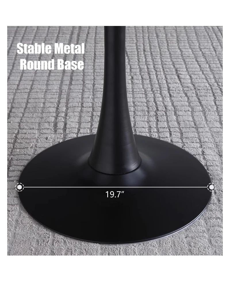 Streamdale Furniture Round Dining Table, Wood Top, Steel Base - 24 Inch