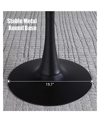 Streamdale Furniture Round Dining Table, Wood Top, Steel Base - 24 Inch