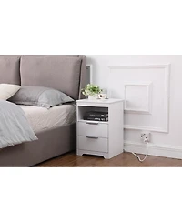 Streamdale Furniture Nightstand with Charging Station & 2 Drawers