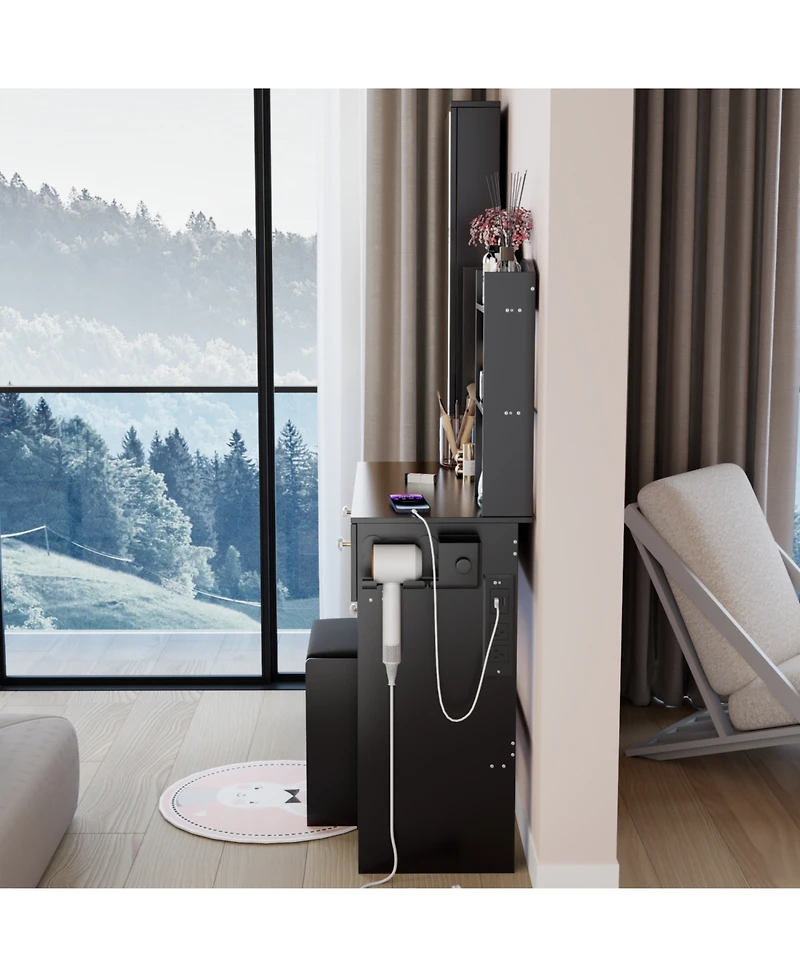 Streamdale Furniture Led Mirror Vanity Set