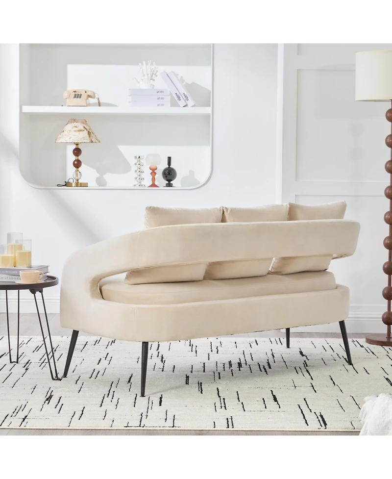 Streamdale Furniture Velvet Loveseat Settee with Pillows