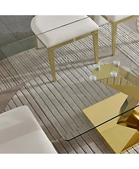 Streamdale Furniture Streamdale Gold stainless steel dining table 70.08 inch clear tempered glass top