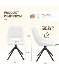 Streamdale Furniture Streamdale Swivel Dining Chairs (Set of 2) - White Leather, Gold Mesh
