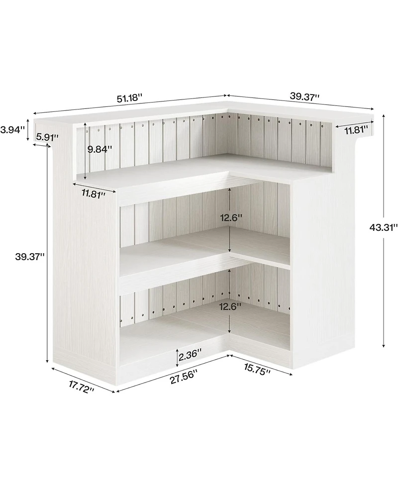 Tribesigns L-Shaped Home Bar Unit, 4 Storage Shelves
