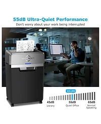 Bonsaii 24-Sheet Heavy-Duty Crosscut Shredder, 40-min run, 9Gal Bin, 55dB Quiet, P-4 Security, Commercial Office Use