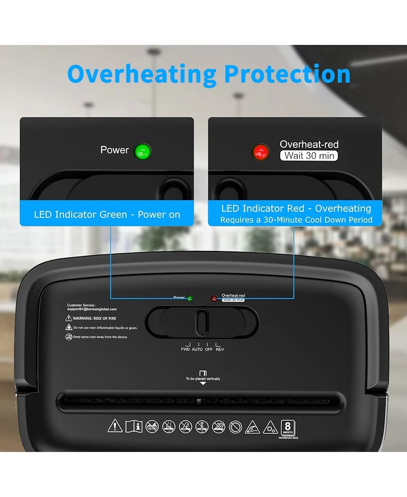 Bonsaii Bonsen 8-Sheet Crosscut Shredder, P-4 Security, Shreds Paper/Credit Cards, 4Gal Bin, Compact for Home Office Use