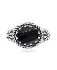 American West Jewelry Sterling Silver Black Onyx East West Ring Size 5 To 11