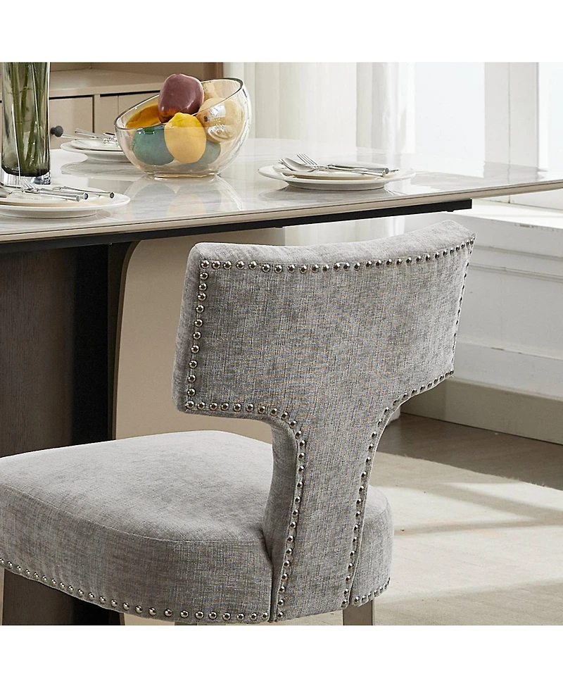 Streamdale Furniture Set of 2 Mid Century Modern Chenille Dining Chairs