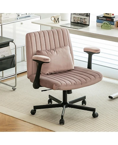 Streamdale Furniture Streamdale Pink Velvet Criss Cross Office Chair