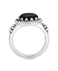 American West Jewelry Sterling Silver Black Onyx East West Ring