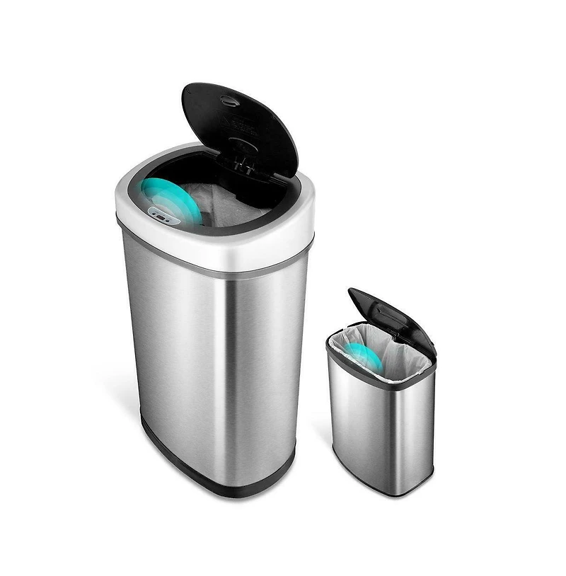 Ninestars Rectangular Motion Sensor Trash Can 13.2 Gallon & 2.1 Gallon
